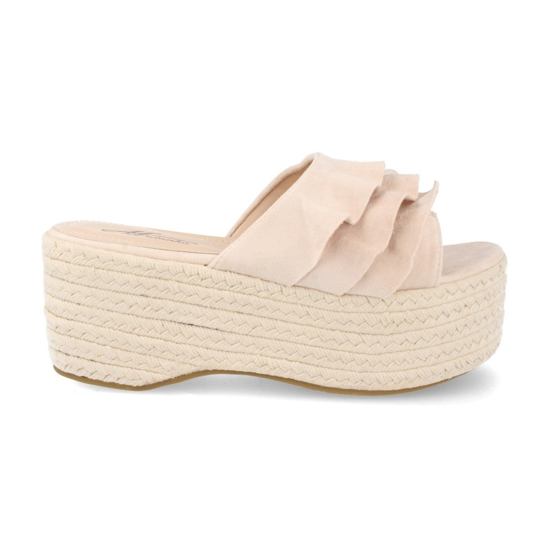 Sandalias Beige Mujer Plataforma Yute Volantes Elegantes