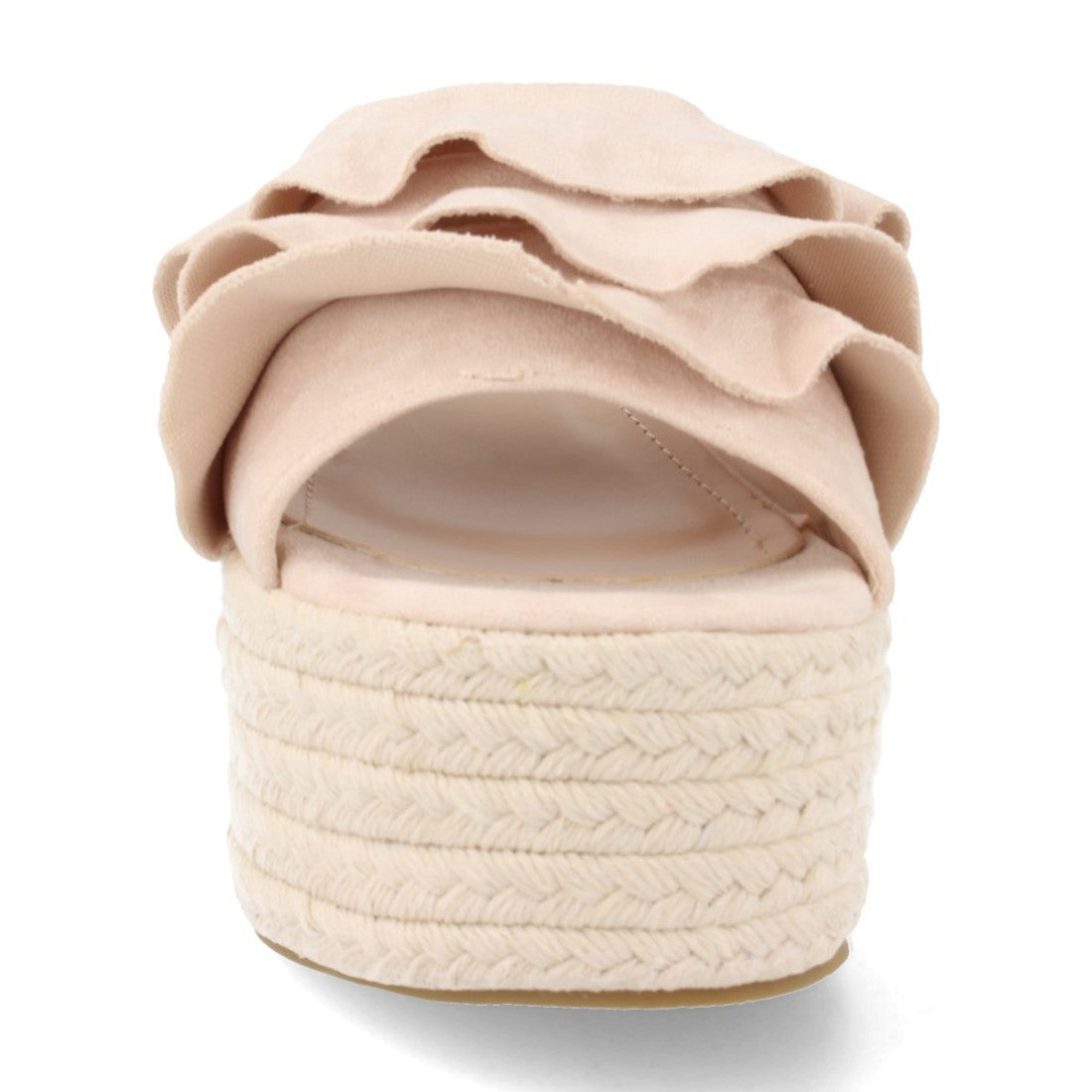 Sandalias Beige Mujer Plataforma Yute Volantes Elegantes