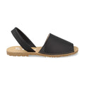 Schwarze menorquinische Sandalen für Damen, aus Leder, elegant, bequem