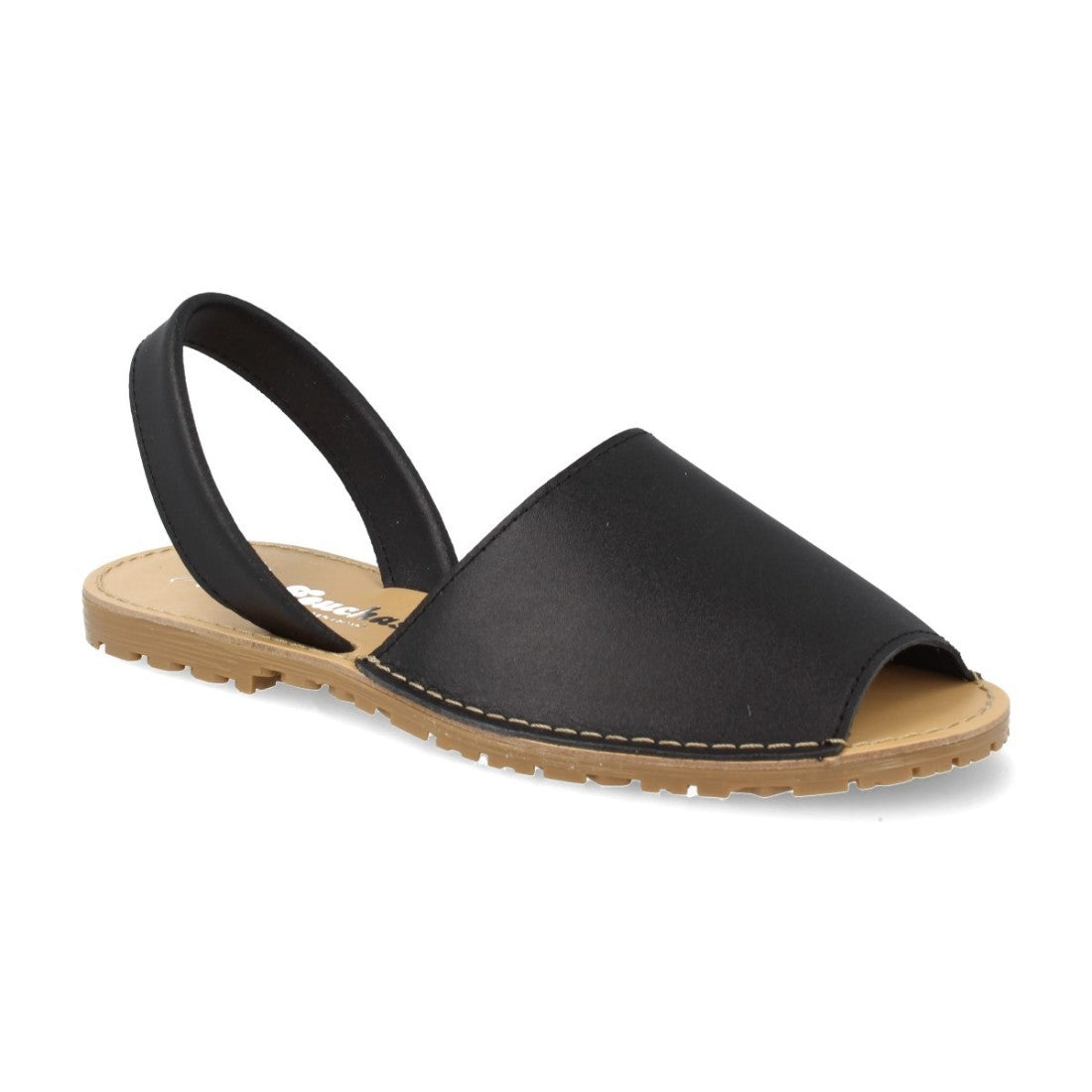Schwarze menorquinische Sandalen für Damen, aus Leder, elegant, bequem