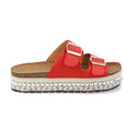 Sandalias Rojas Mujer Plataforma Yute Hebillas Anatómicas