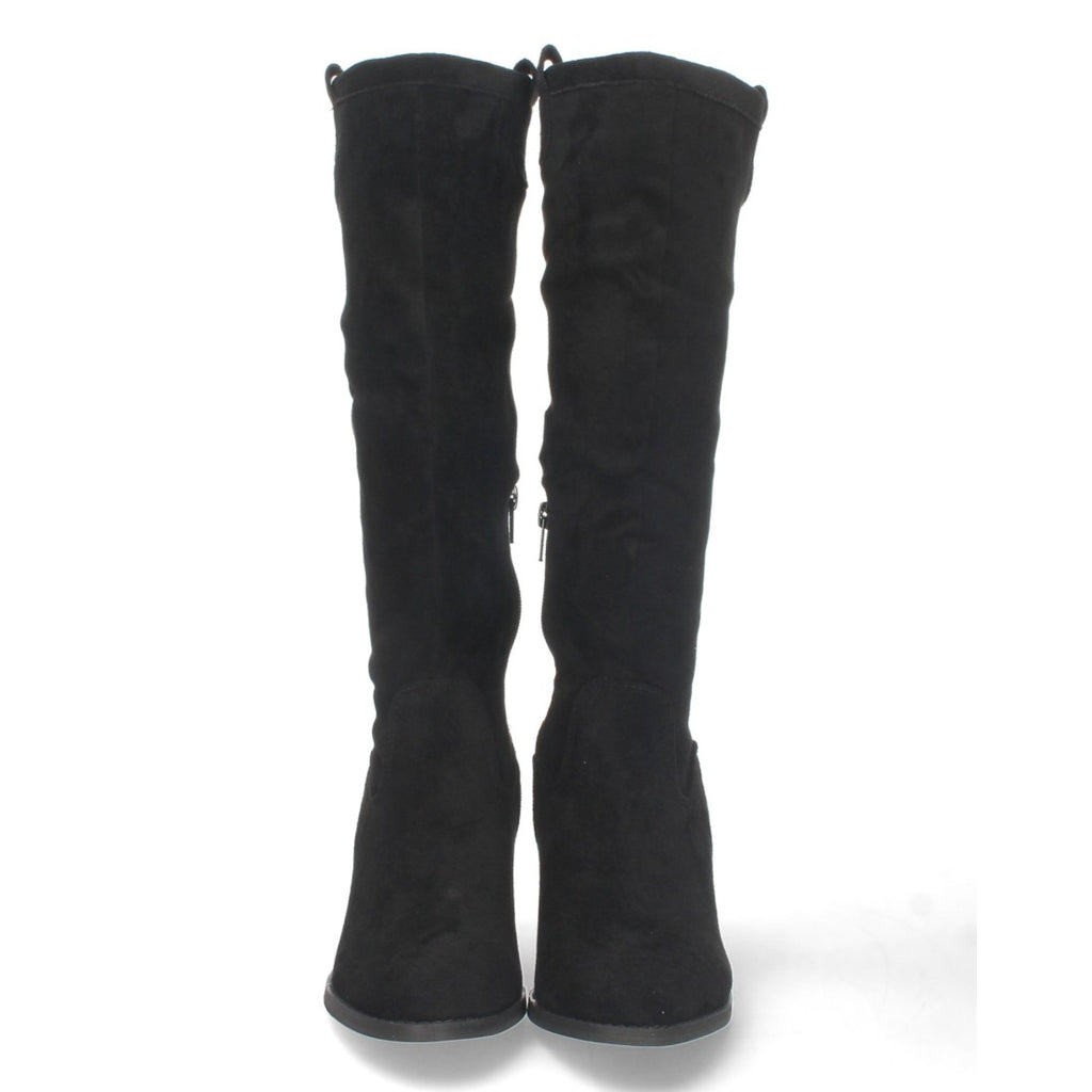 Elegante schwarze Stiefel mit Absatz und Reißverschluss