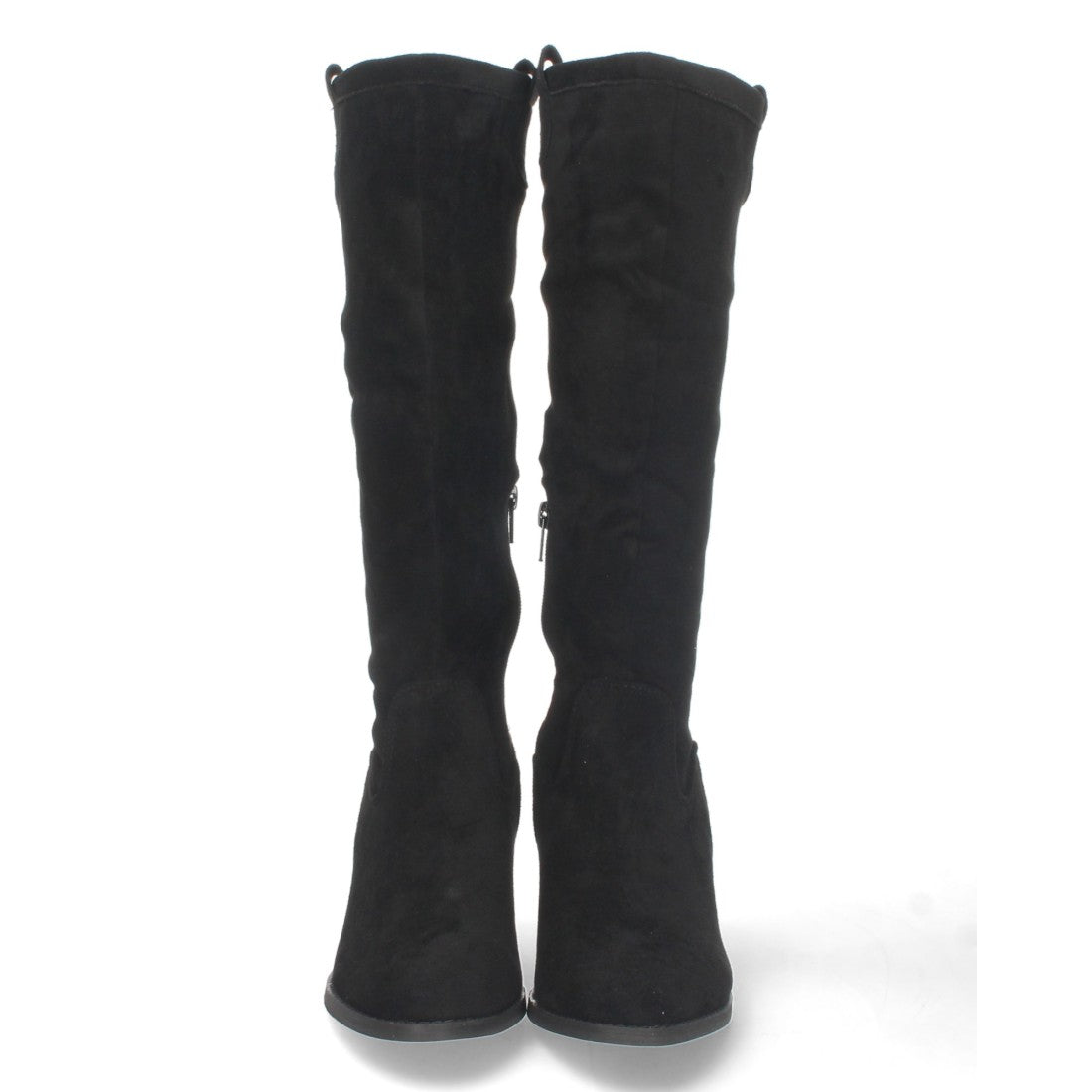 Elegante schwarze Stiefel mit Absatz und Reißverschluss