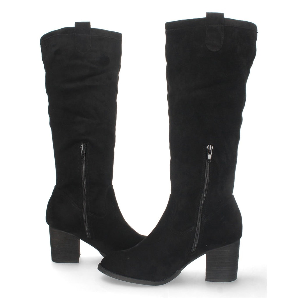 Elegante schwarze Stiefel mit Absatz und Reißverschluss