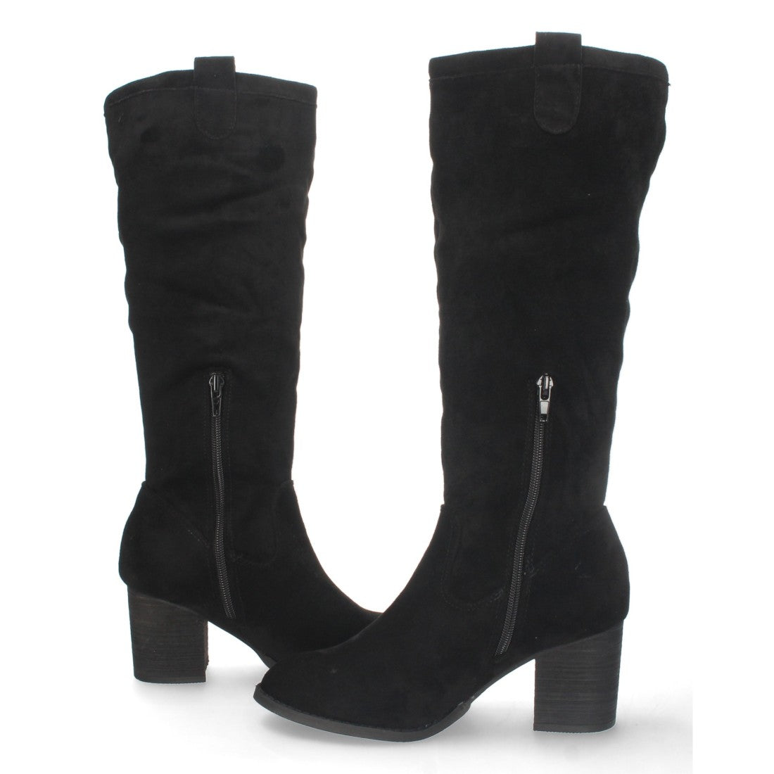 Elegante schwarze Stiefel mit Absatz und Reißverschluss