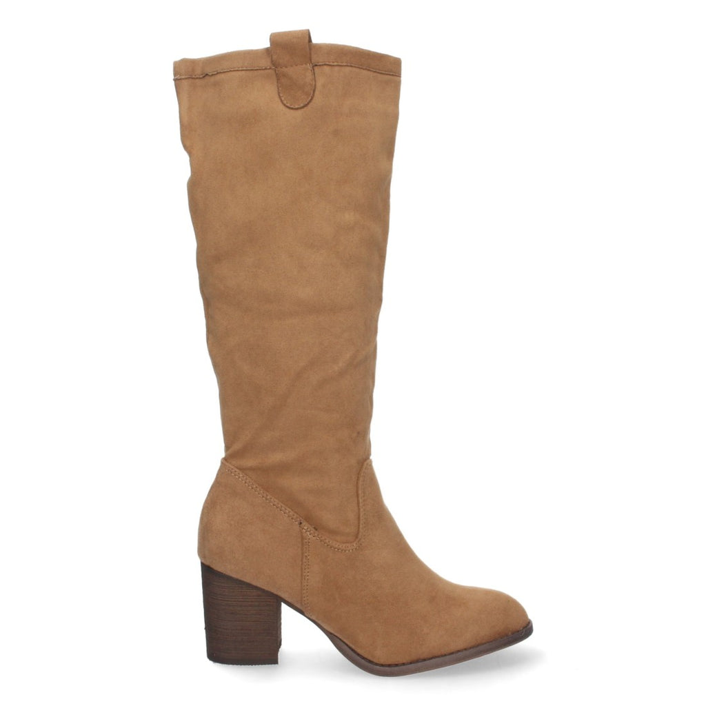 Elegante kamelfarbene Stiefel mit Reißverschluss und Absatz
