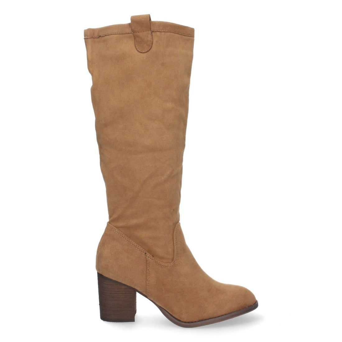 Elegante kamelfarbene Stiefel mit Reißverschluss und Absatz