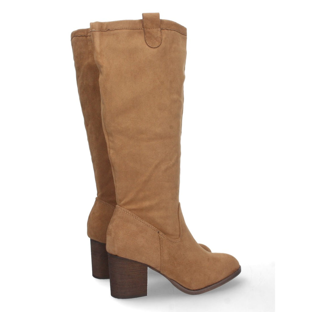 Elegante kamelfarbene Stiefel mit Reißverschluss und Absatz
