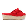 Sandalias Rojas Mujer Yute Bandas Cruzadas Nudo Decorativo