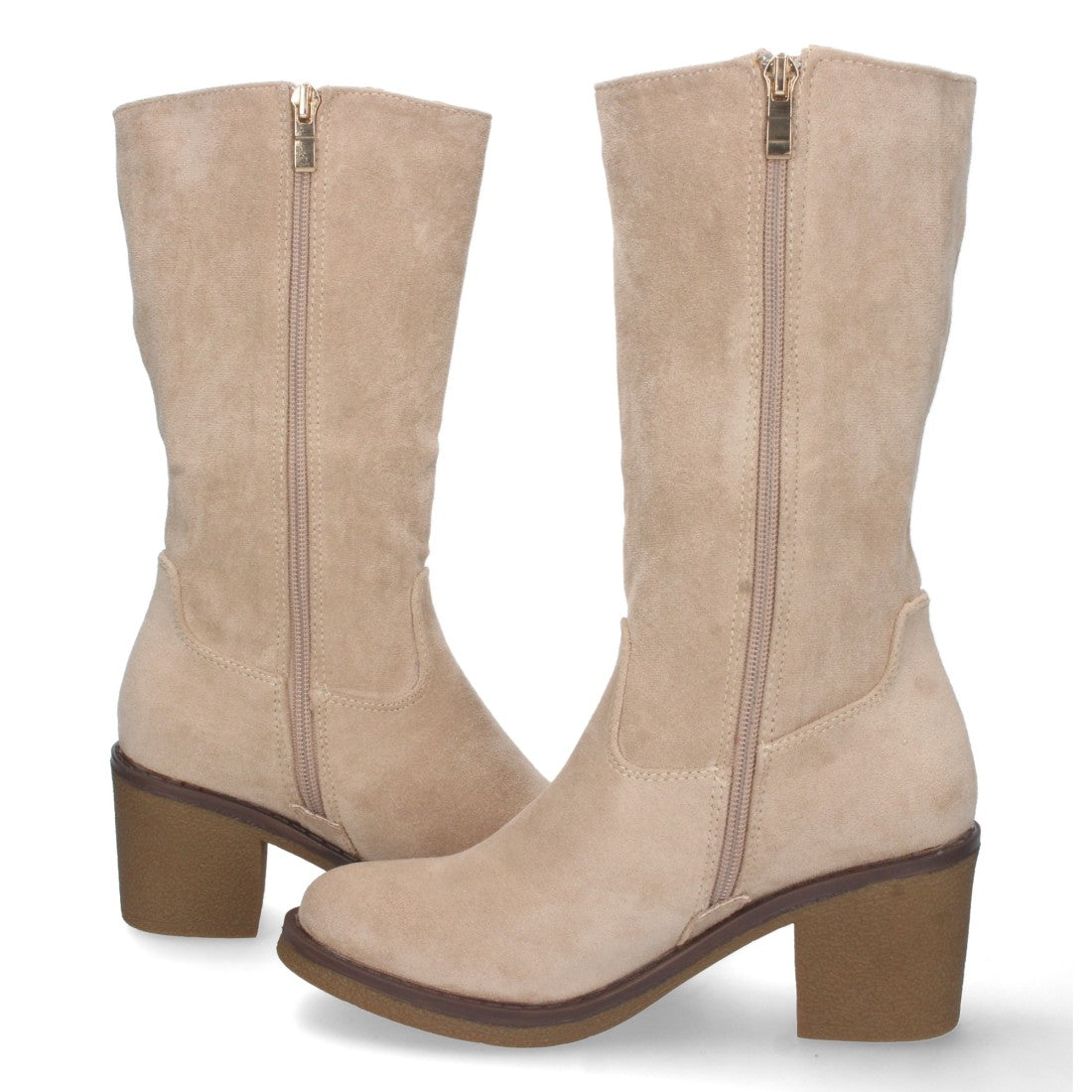 Elegante Stiefeletten in Apricot mit Absatz