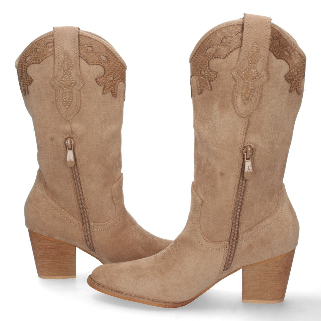 Botas Cowboy con Lazo Grabado en Caña - Marrón