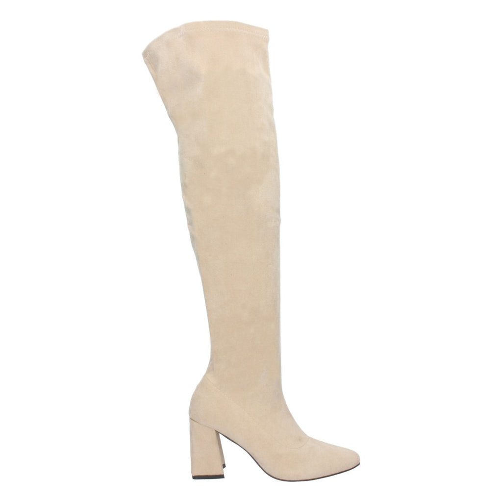 Botas Cowboy Altas Ajustadas a la Pierna - Beige