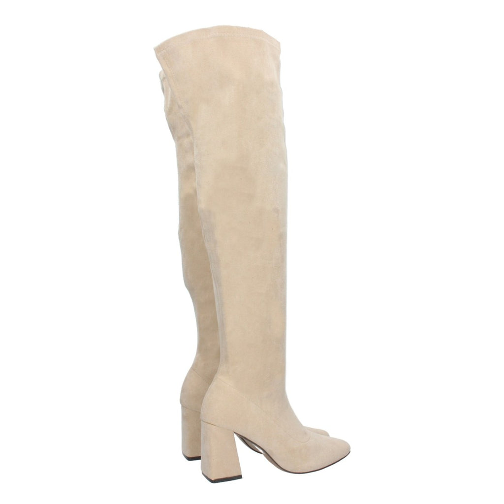 Botas Cowboy Altas Ajustadas a la Pierna - Beige