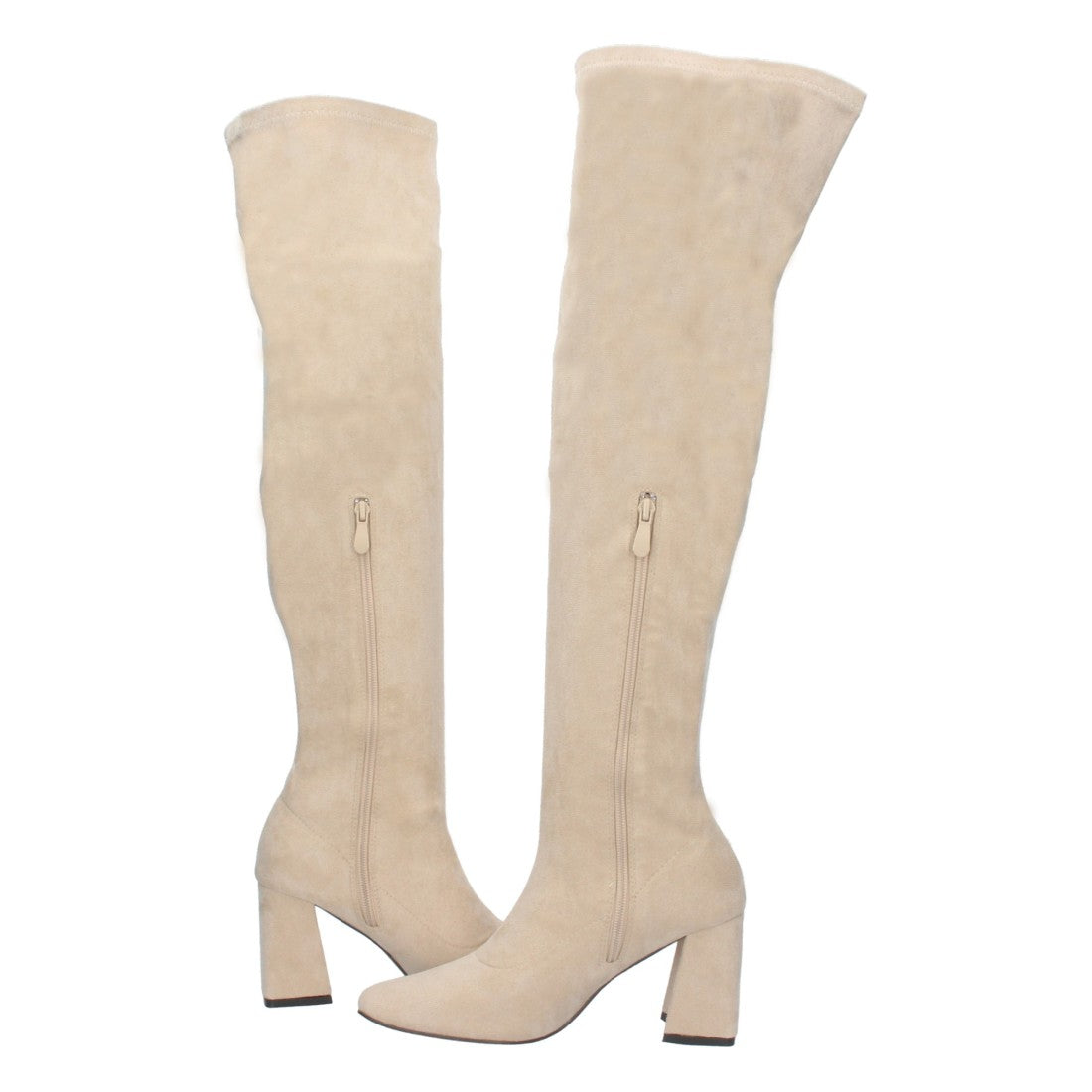 Botas Cowboy Altas Ajustadas a la Pierna - Beige