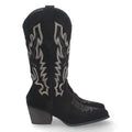 Botas Cowboy con Tacón y Bordado en Caña - Negro