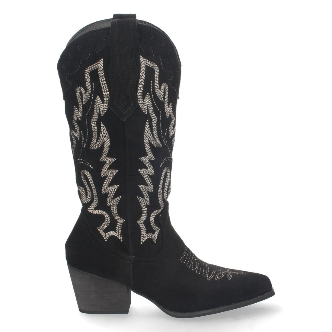 Botas Cowboy con Tacón y Bordado en Caña - Negro