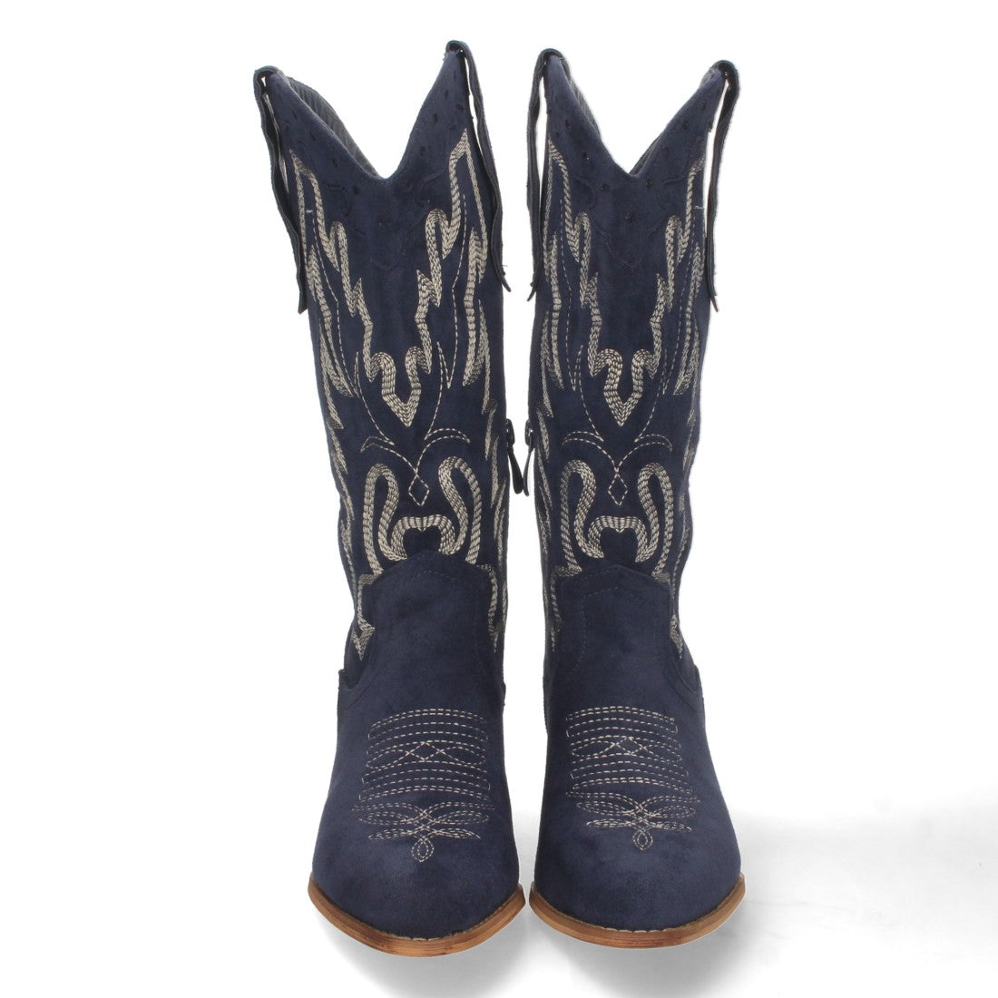 Botas Cowboy con Tacón y Bordado en Caña - Azul