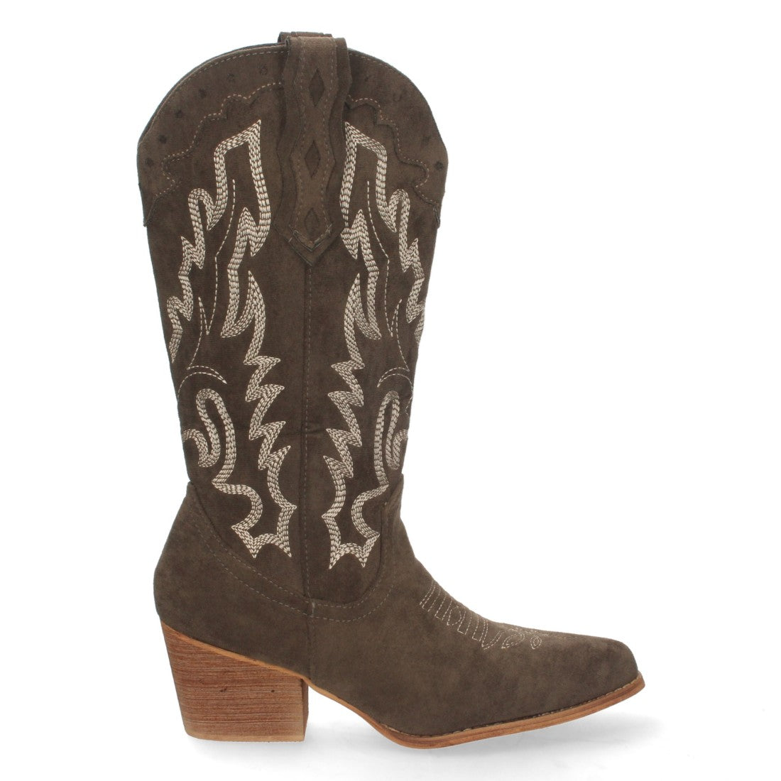 Botas Cowboy con Tacón y Bordado en Caña - Verde