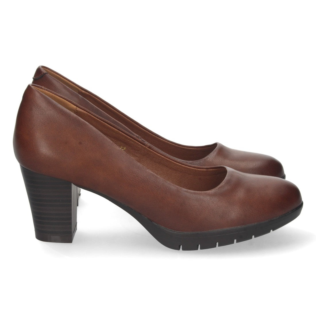 Pumps Cuero Mujer Tacón Punta Redonda Cómodos Elegantes