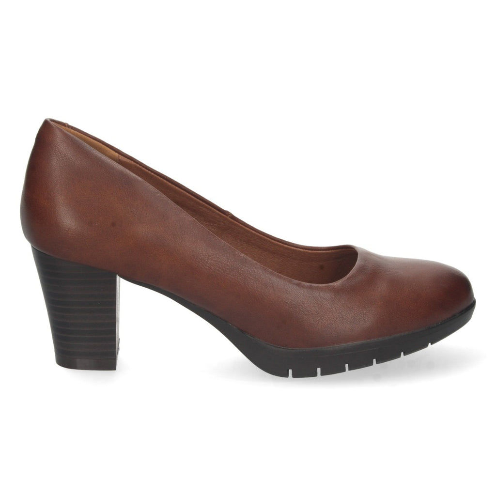 Pumps Cuero Mujer Tacón Punta Redonda Cómodos Elegantes