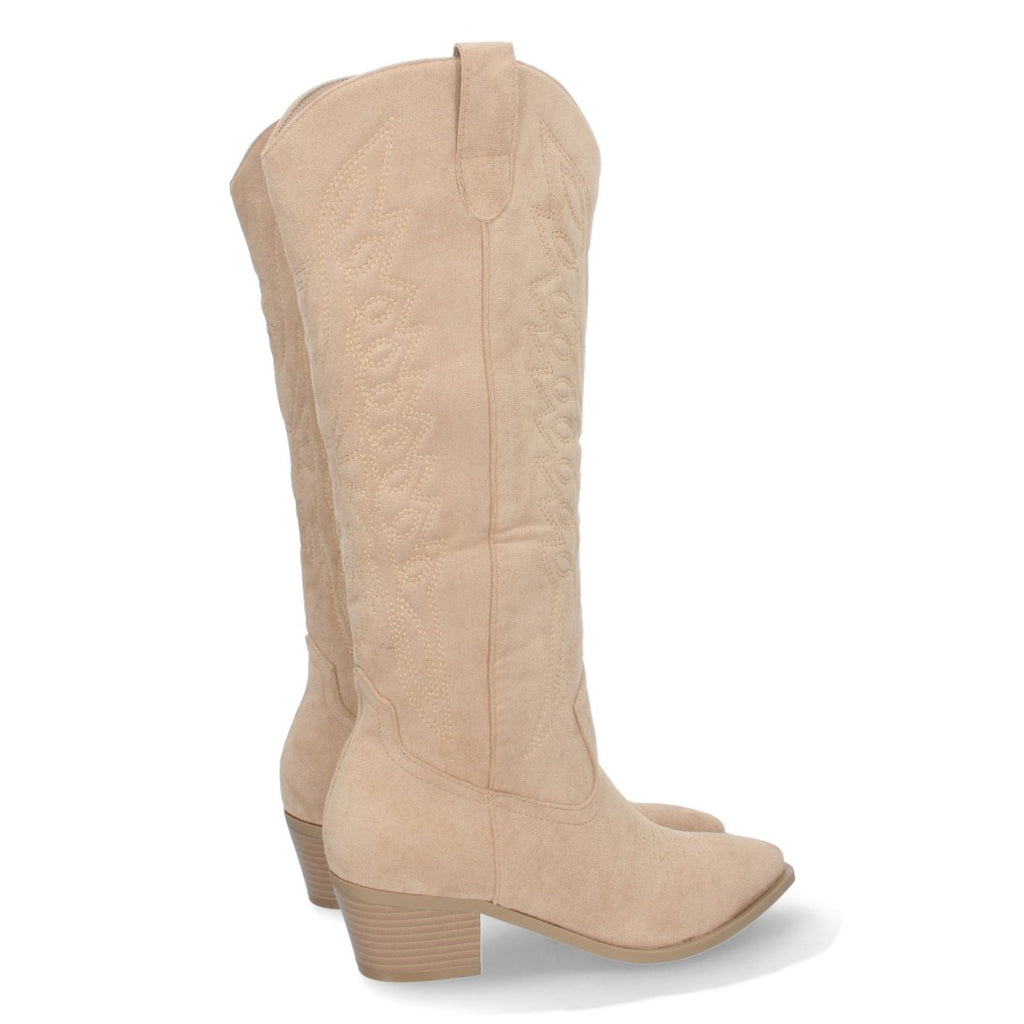 Botas Tacón con Grabado - Taupe