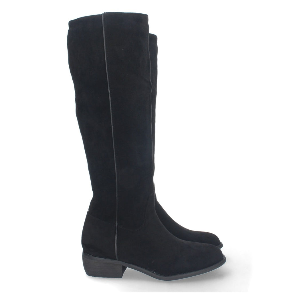 Elegante schwarze Stiefel mit niedrigem Absatz und Reißverschluss