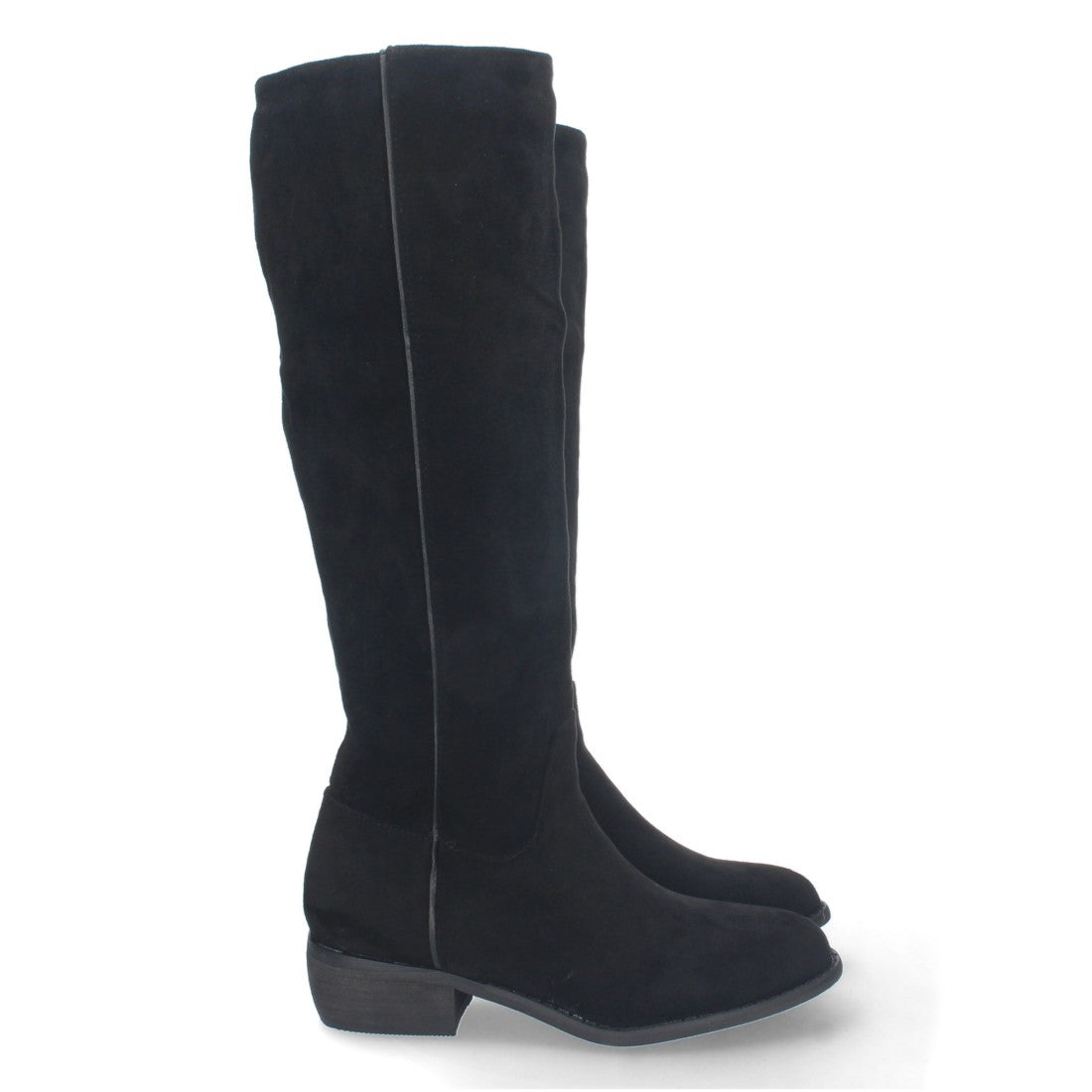 Elegante schwarze Stiefel mit niedrigem Absatz und Reißverschluss