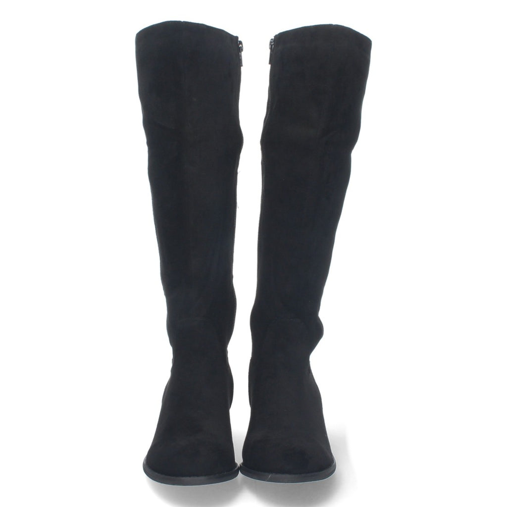 Elegante schwarze Stiefel mit niedrigem Absatz und Reißverschluss