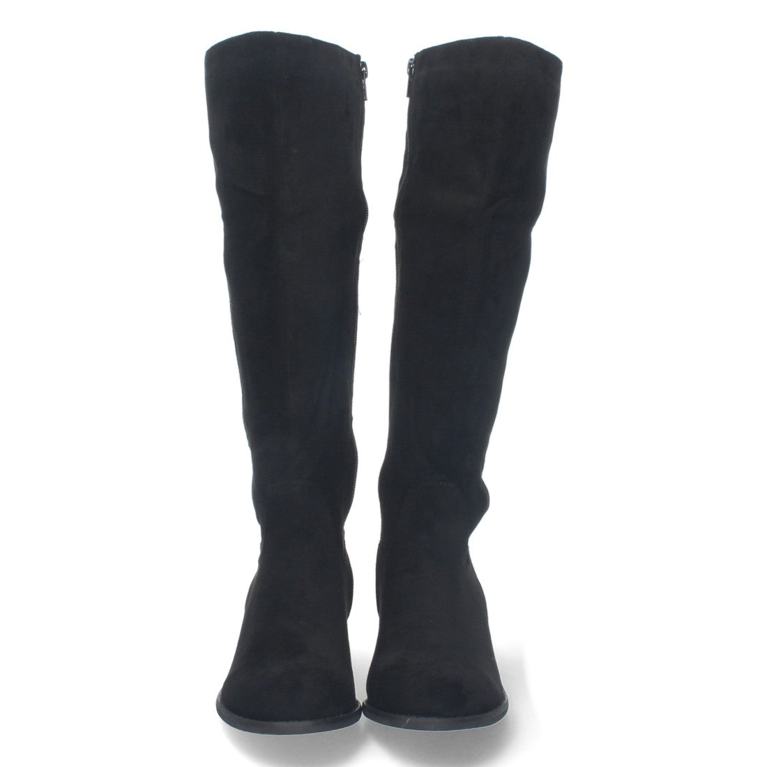 Elegante schwarze Stiefel mit niedrigem Absatz und Reißverschluss