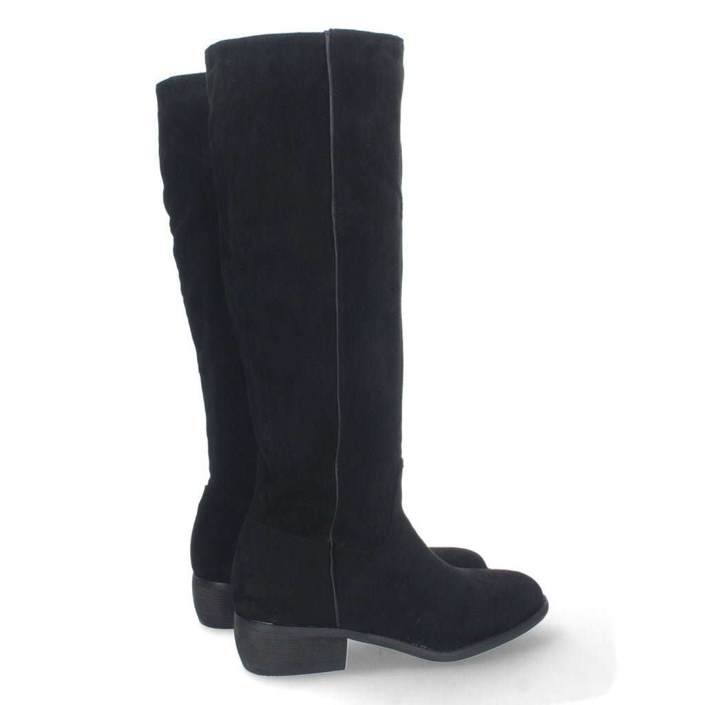Elegante schwarze Stiefel mit niedrigem Absatz und Reißverschluss