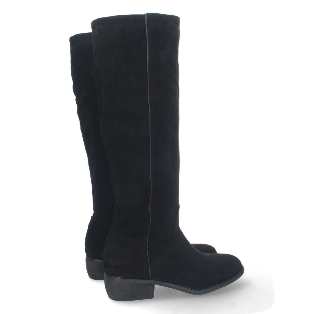 Elegante schwarze Stiefel mit niedrigem Absatz und Reißverschluss
