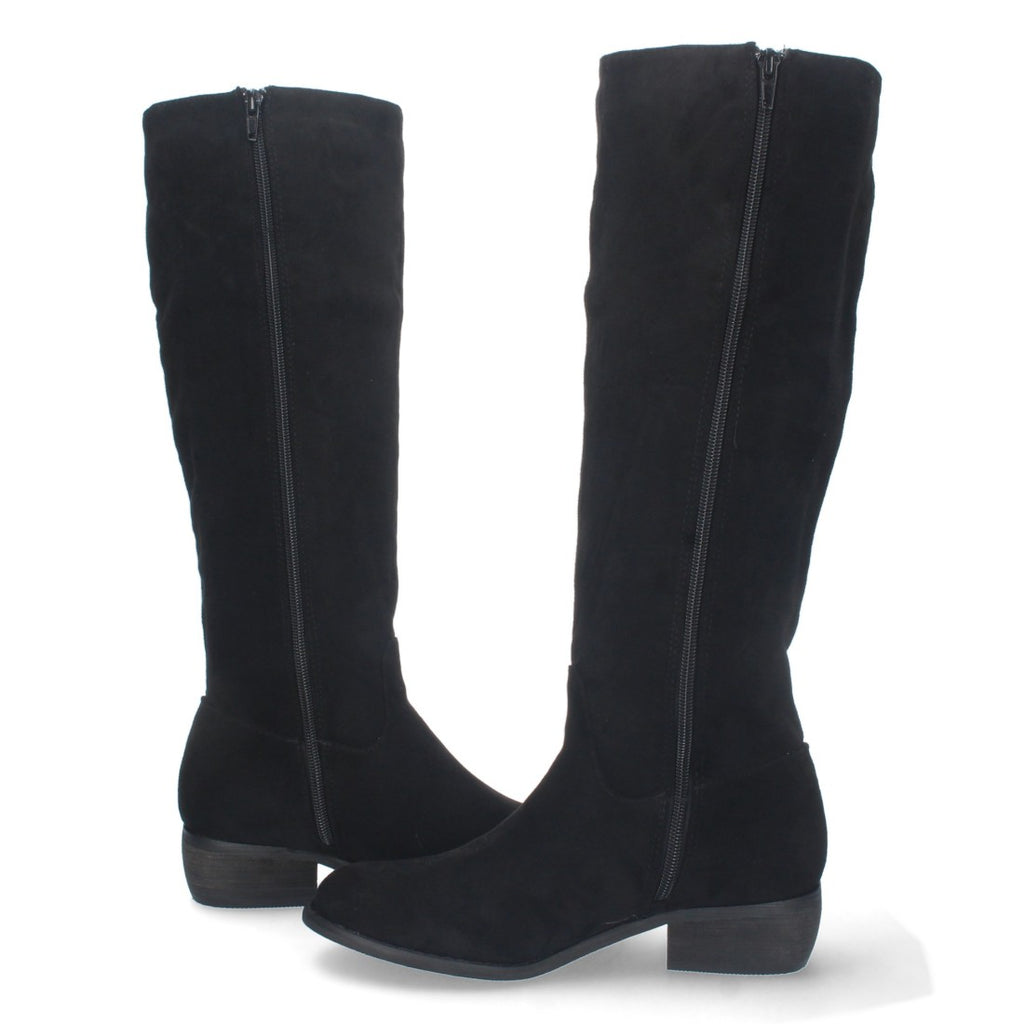 Elegante schwarze Stiefel mit niedrigem Absatz und Reißverschluss