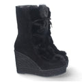 Botas Cowboy con Cuña y Detalle de Pelo - Negro