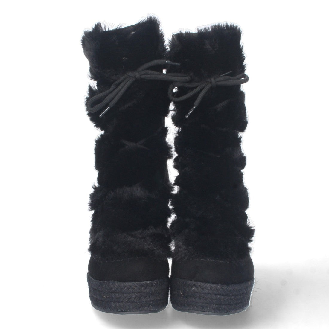 Botas Cowboy con Cuña y Detalle de Pelo - Negro