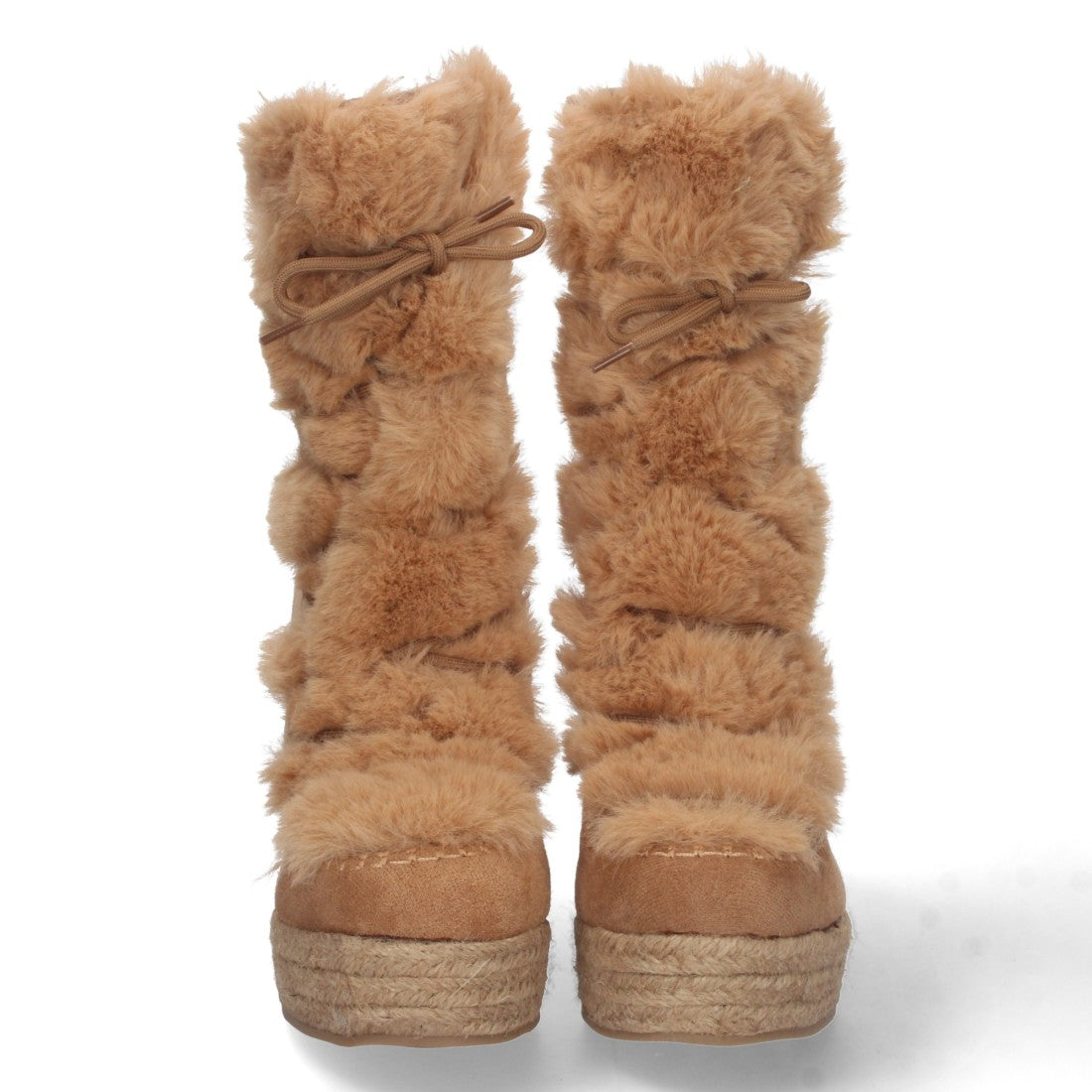 Botas Cowboy con Cuña y Detalle de Pelo - Marrón