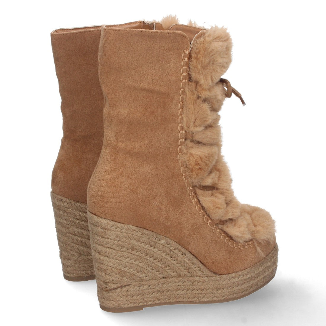 Botas Cowboy con Cuña y Detalle de Pelo - Marrón