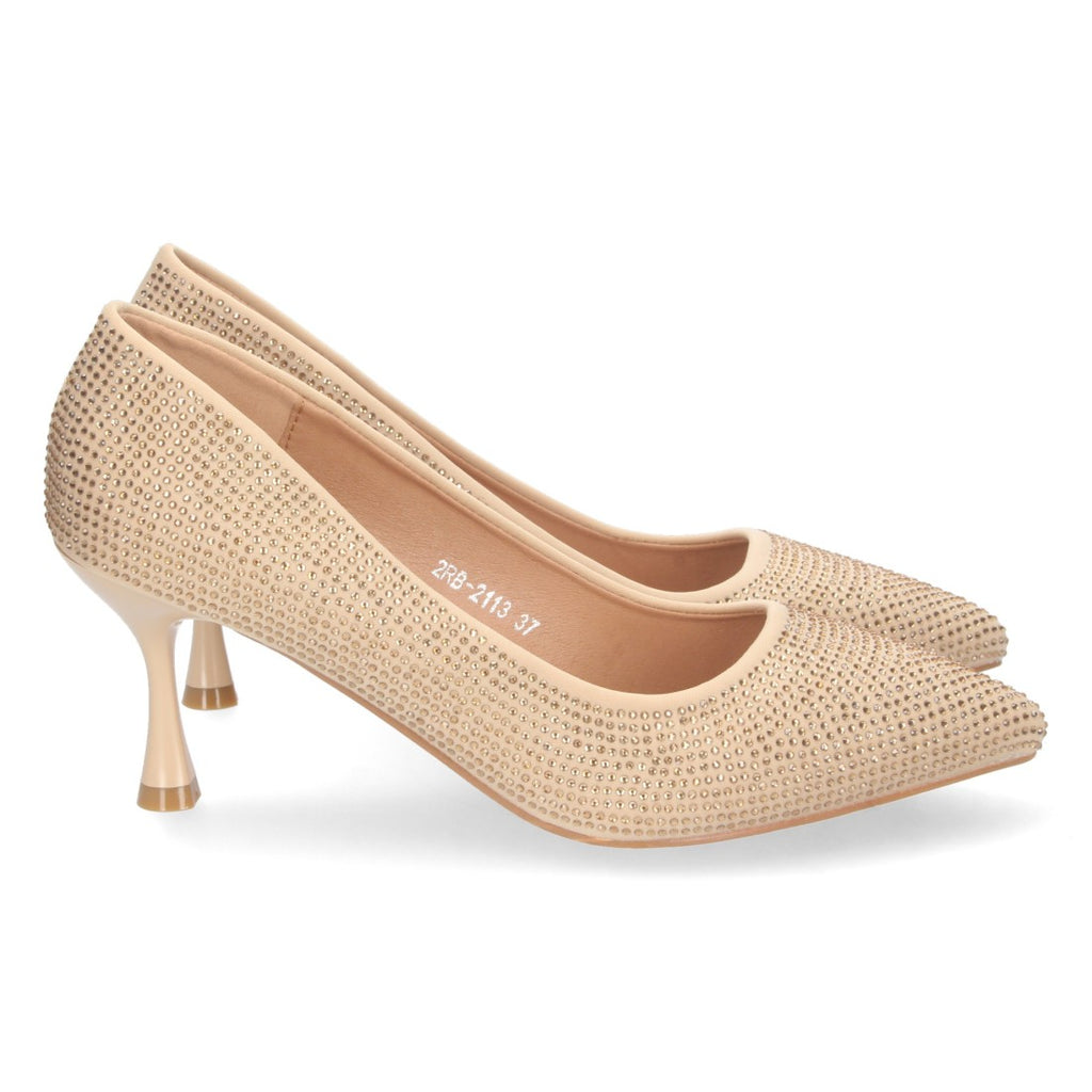 Zapatos de Tacón Oro Brillantes Mujer