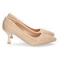 Zapatos de Tacón Oro Brillantes Mujer