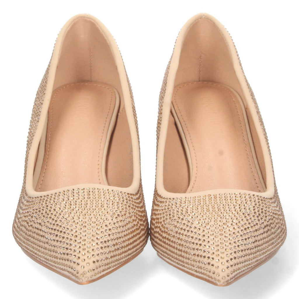 Zapatos de Tacón Oro Brillantes Mujer