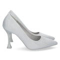 Zapatos de Tacón Plateados Brillantes Fiesta Eventos Mujer