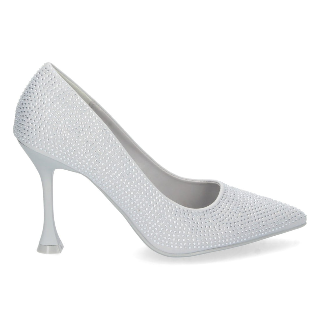 Zapatos de Tacón Plateados Brillantes Fiesta Eventos Mujer