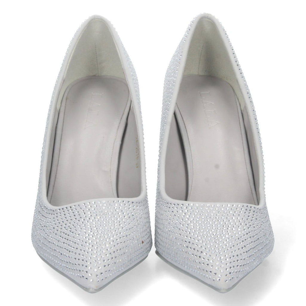 Zapatos de Tacón Plateados Brillantes Fiesta Eventos Mujer
