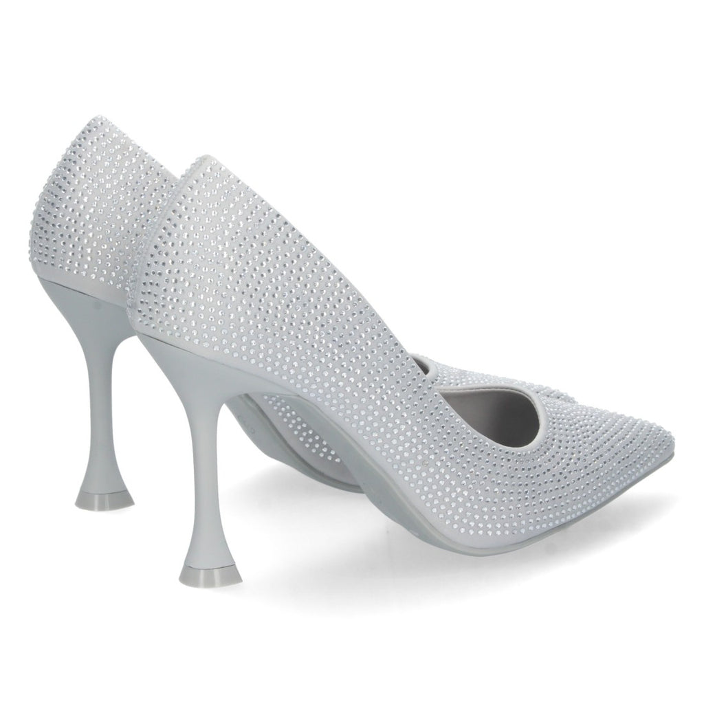 Zapatos de Tacón Plateados Brillantes Fiesta Eventos Mujer