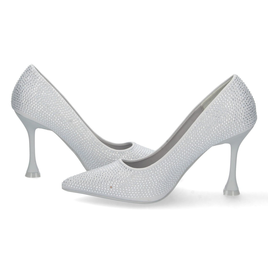 Zapatos de Tacón Plateados Brillantes Fiesta Eventos Mujer
