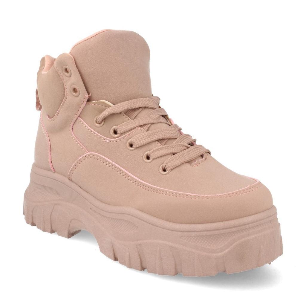 Botas Rosas con Plataforma y Cordones