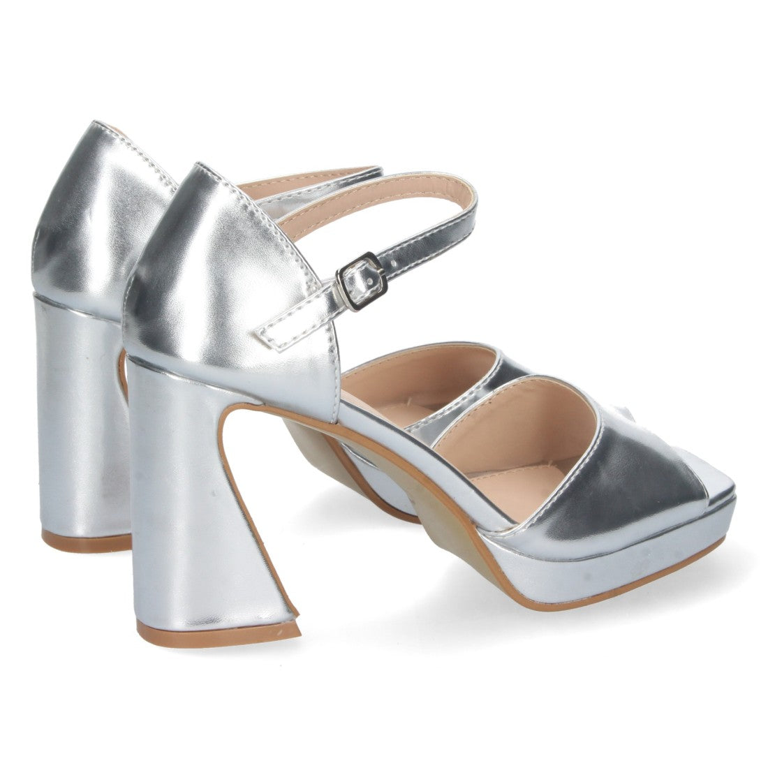 Sandalias Plateadas Mujer Tacón Fiesta Eventos Cómodas
