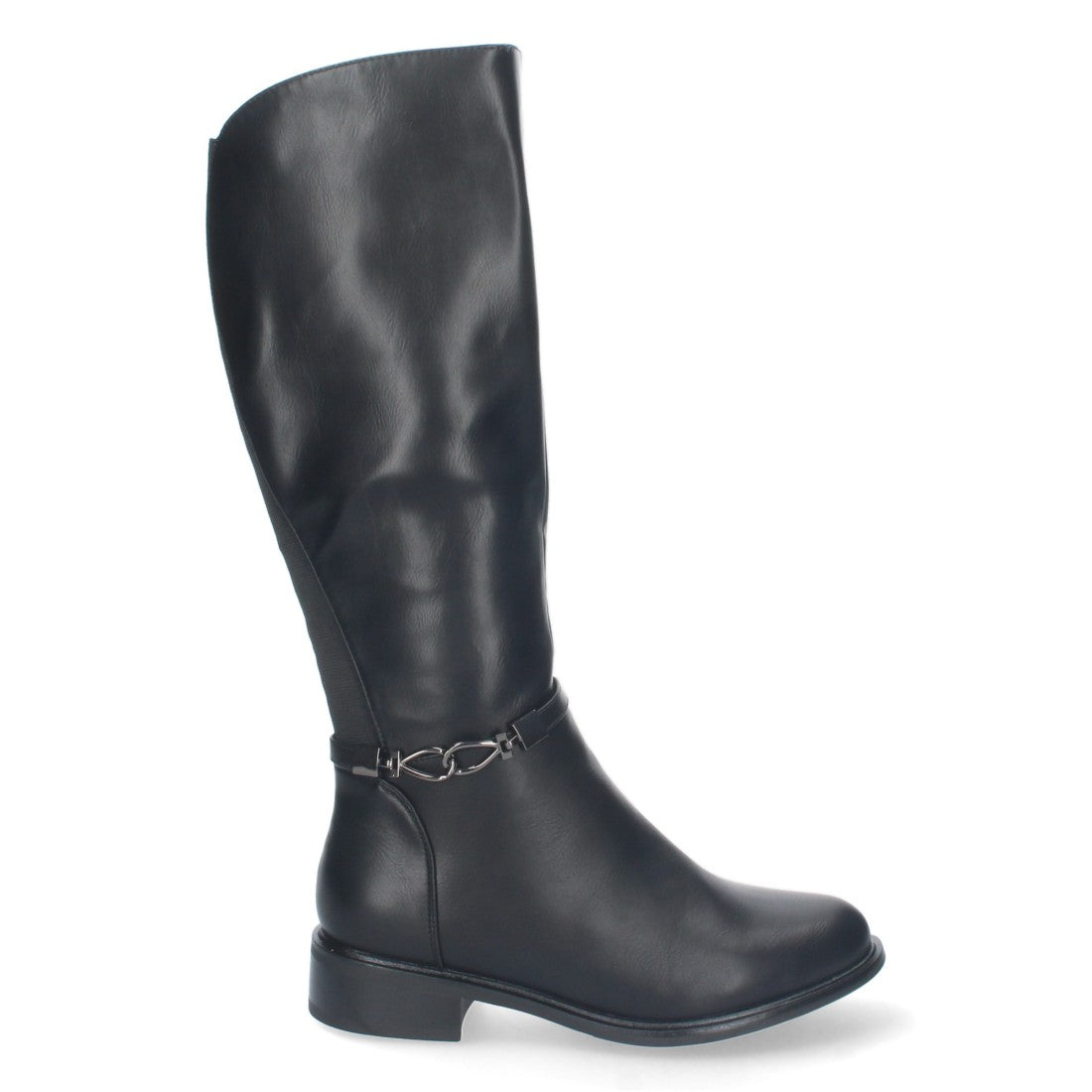 Botas Altas Elásticas con Detalle Metálico - Negro