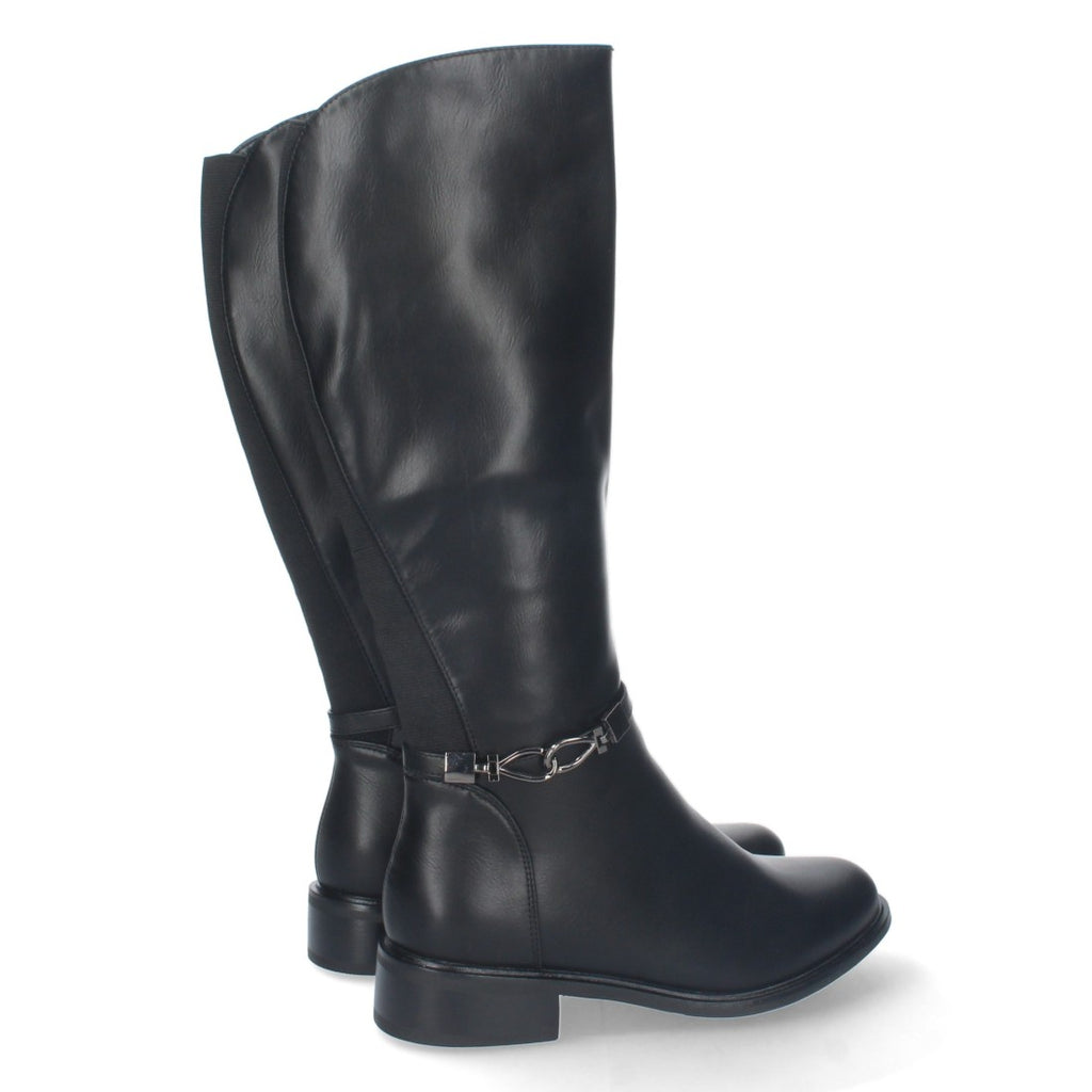 Botas Altas Elásticas con Detalle Metálico - Negro