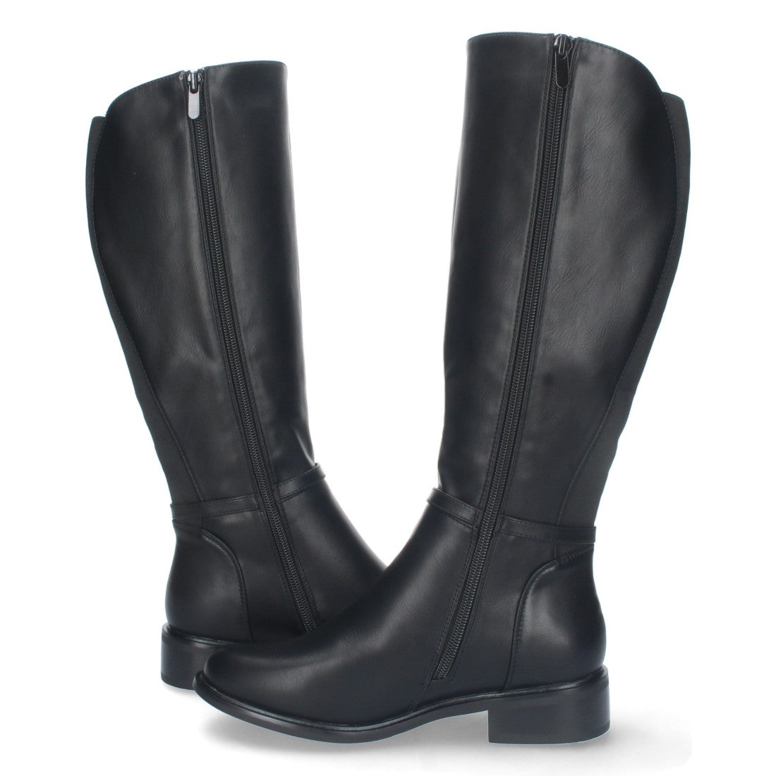 Botas Altas Elásticas con Detalle Metálico - Negro