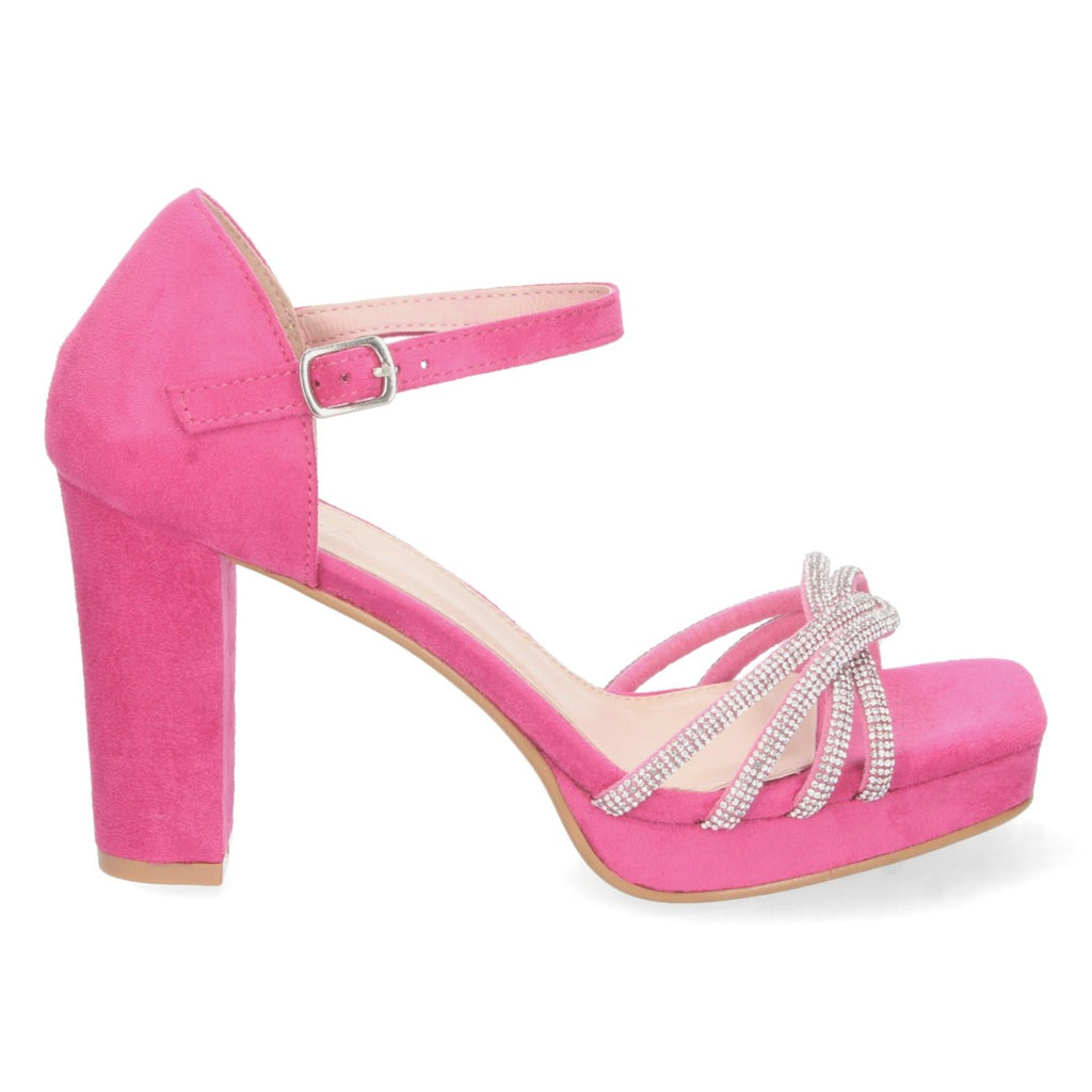 Fuchsia Sandaletten Absatz Riemen Spann Schnalle Bequem Party
